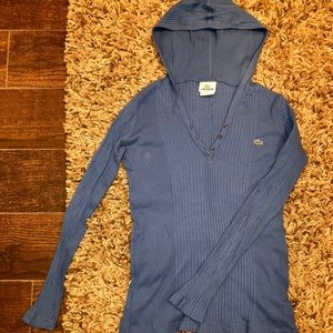 Lacoste Long Sleeve Ribbed Hooded Shirt, Size 4